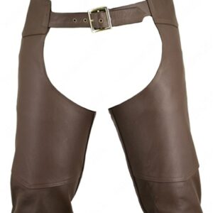 Men's Custom Double Stitched Brown Leather Chaps