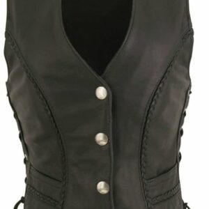 Women's Braided Leather Vest