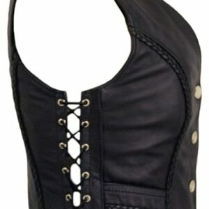 Women's Braided Leather Vest