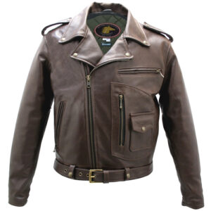 Men's Brown D Pocket Horsehide Motorcycle Jacket