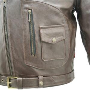 Men's Brown D Pocket Horsehide Motorcycle Jacket - Image 4