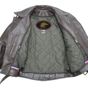 Men's Brown D Pocket Horsehide Motorcycle Jacket - Image 8
