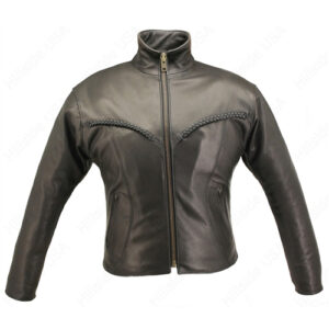Women's Braided Leather Jacket
