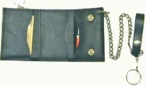 Men's Leather Trifold Chain Wallet