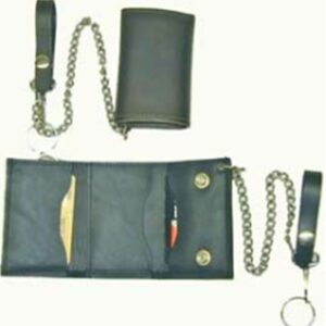 Men's Leather Trifold Chain Wallet