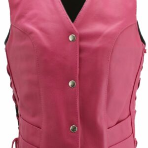 Women's Hot Pink Leather Vest