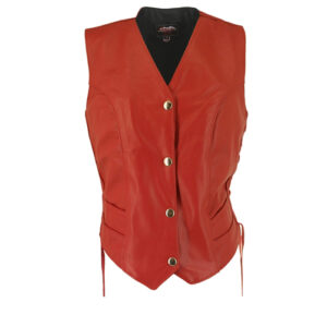 Women's Red Leather Vest