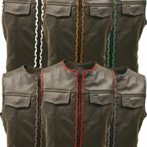 Outlaw All Leather Side Lace & Colored Braiding Vest