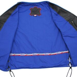 Men's Denim Style Blue Trim Leather Vest