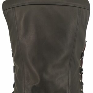 Men's Denim Style Red Trim Leather Vest