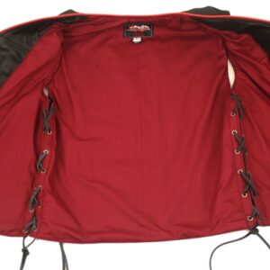 Men's Denim Style Red Trim Leather Vest