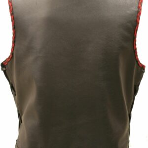 Outlaw All Leather Side Lace Vest with Black and Red Braiding