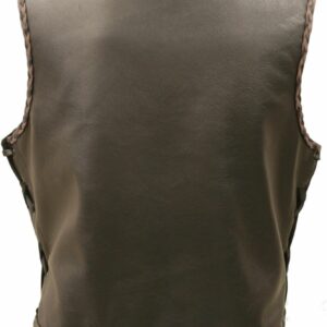 Outlaw All Leather Side Lace Vest with Black and Brown Braiding