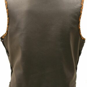 Outlaw All Leather Side Lace Vest with Black and Orange Braiding