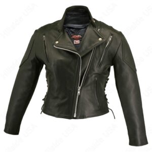 Women's Leather Vented Biker Jacket