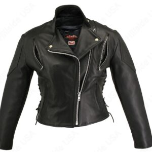 Women's Leather Vented Biker Jacket