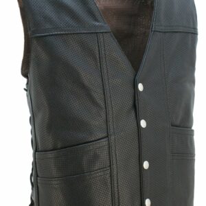 Men's Full Perforated Cruiser Biker Vest