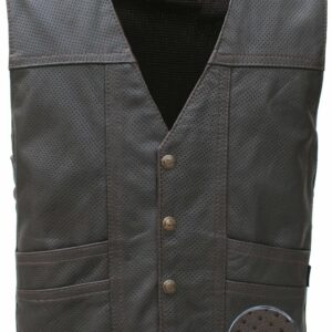 Men's Full Perforated Brown Cruiser Biker Vest