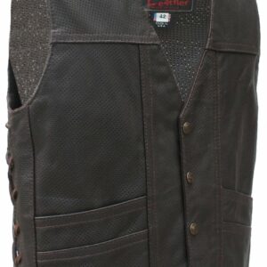 Men's Full Perforated Brown Cruiser Biker Vest