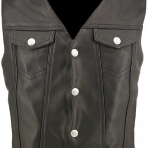 Men's Leather Denim Style Vest - Image 2