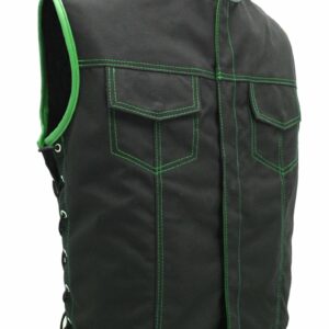 Men's SOA Style Side Lace Cordura Black with Green Trim Vest