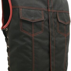 Men's SOA Style Side Lace Cordura Black with Red Trim Vest