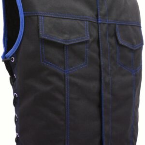 Men's SOA Style Side Lace Cordura Black with Blue Trim Vest