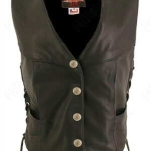 Women's Biker Vest with Laced Sides