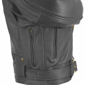 Men's D Pocket Black Biker Jacket - Image 3