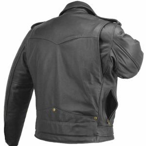 Men's D Pocket Black Biker Jacket - Image 4
