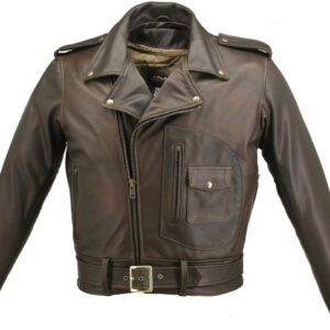 Men's D Pocket Distressed Brown Motorcycle Jacket