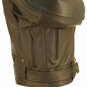 Men's D Pocket Distressed Brown Motorcycle Jacket - Image 5