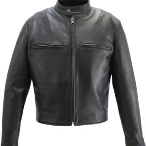 Men's Cafe Racer Leather Jacket - Image 2