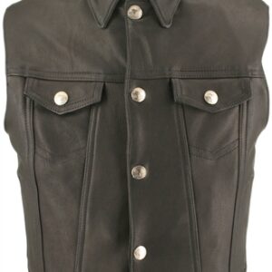 Men's Denim Style Motorcycle Vest with Collar