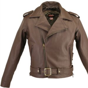 Men's Full Belted Brown Biker Jacket
