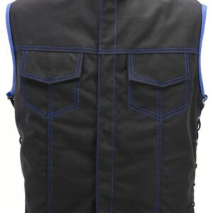 Men's SOA Style Side Lace Cordura Black with Blue Trim Vest