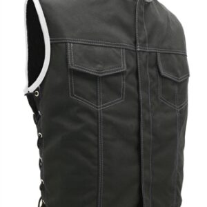 Men's SOA Style Side Lace Cordura Black with White Trim Vest