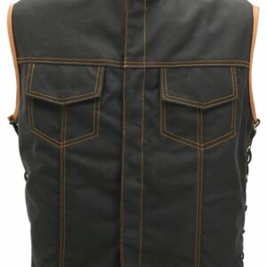 Men's SOA Style Side Lace Cordura Black and Orange Trim Vest