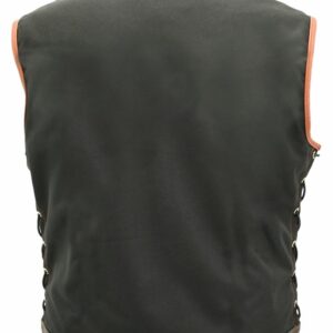 Men's SOA Style Side Lace Cordura Black and Orange Trim Vest
