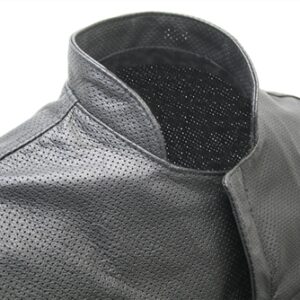 Club Style Perforated Leather Biker Vest