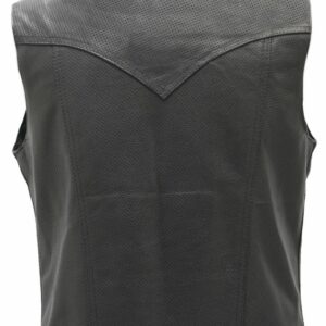 Club Style Perforated Leather Biker Vest