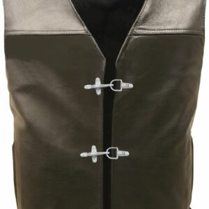 Elite Motorcycle Leather Vest with Metal Clasp