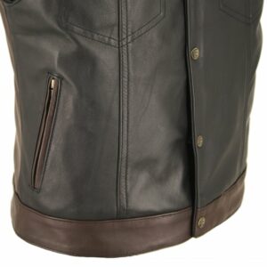 Men's Horsehide Stand up Collar Two Tone Vest