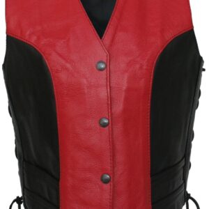 Women's Classic Red/Black Leather Vest