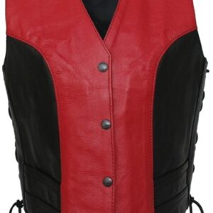 Women's Classic Red/Black Leather Vest
