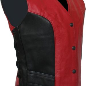 Women's Classic Red/Black Leather Vest