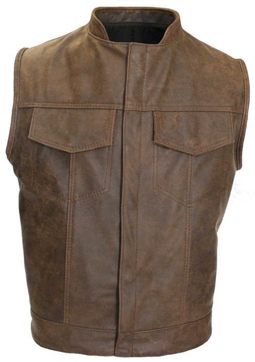 Men's Sons of Anarchy Style Brown Vintage Biker Vest