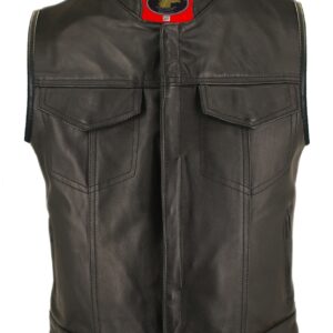 Men's Horsehide Stand Up Collar Denim style Vest