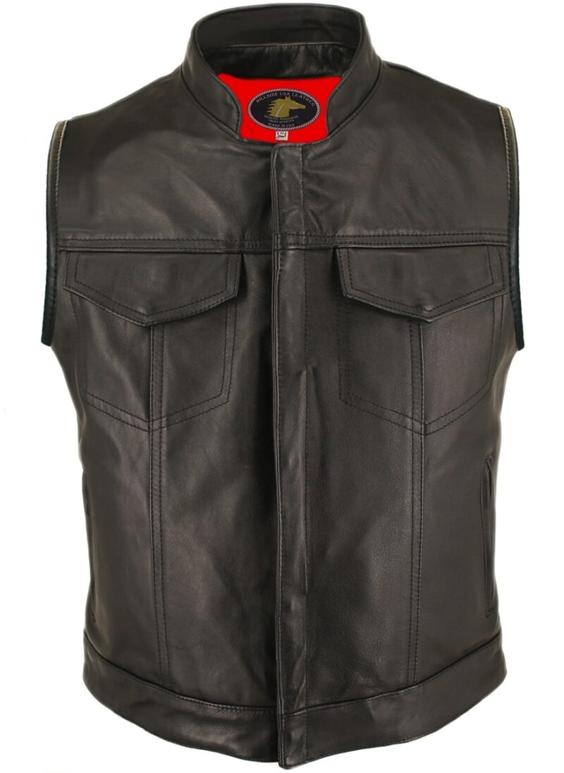 Men's Horsehide Stand Up Collar Denim style Vest