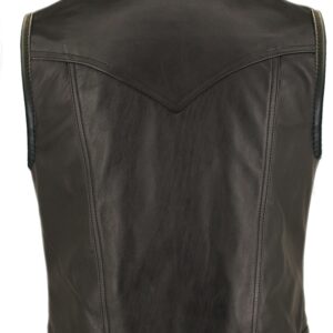 Men's Horsehide Stand Up Collar Denim Style Vest